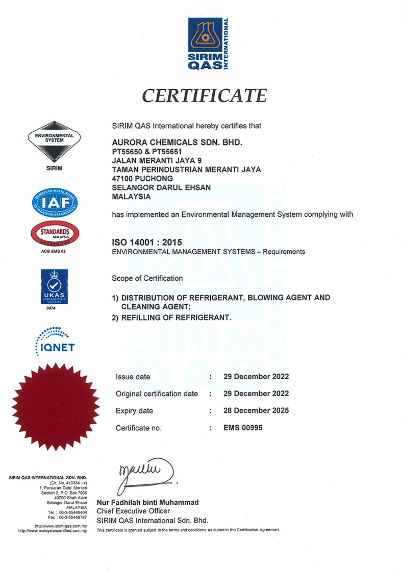 SIRIM ISO14001:2015